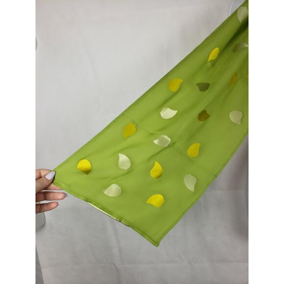 Boutique On the Vine Scarf 4601 Green Leaf Silk 60"X 10" NEW Falling Leaves - Picture 2 of 7
